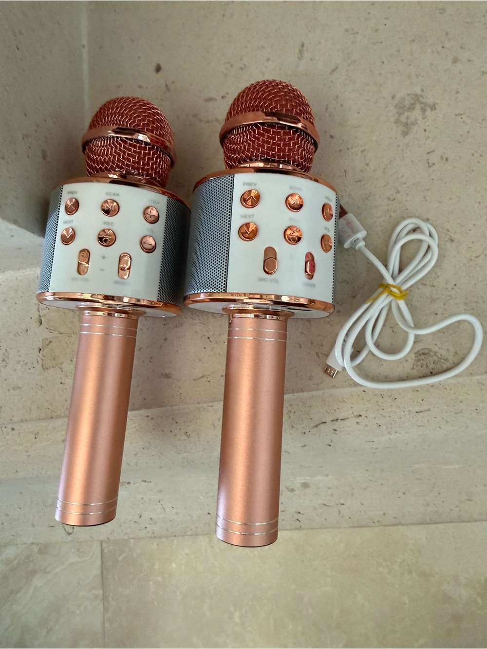 Rose gold-rechargeable karaoke microphones